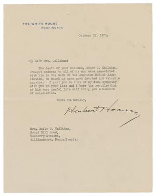 Lot #111 Herbert Hoover Typed Letter Signed as