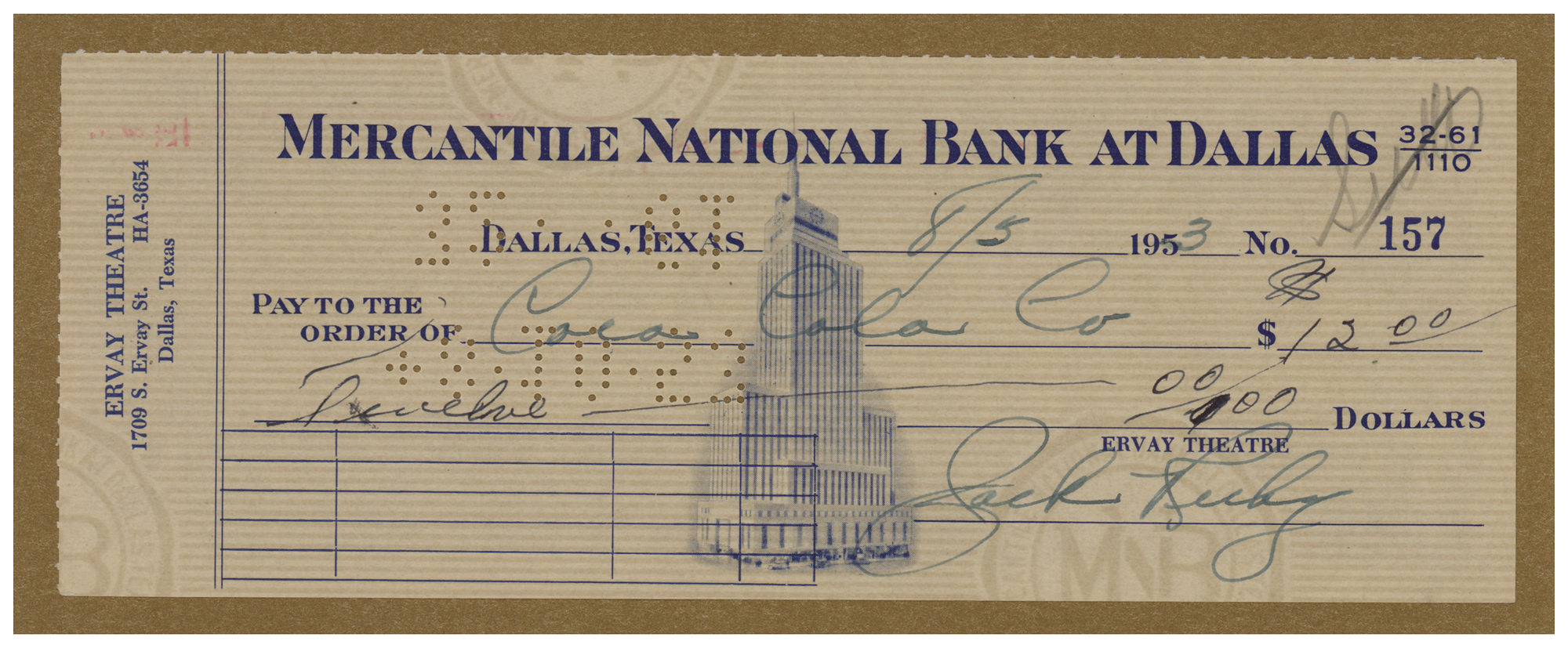 Lot #285 Jack Ruby Signed Check