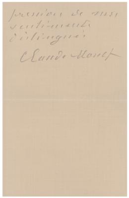 Lot #422 Claude Monet Autograph Letter Signed - Image 2