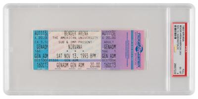 Lot #671 Nirvana Unused 1993 Washington, D.C. Concert Ticket - PSA EX-MT 6