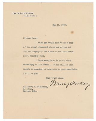 Lot #100 Warren G. Harding Typed Letter Signed as President