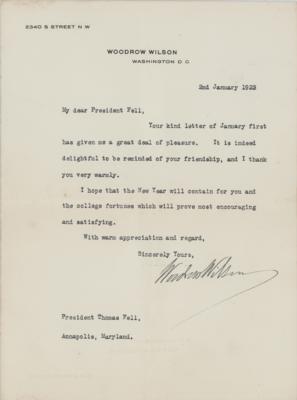 Lot #163 Woodrow Wilson Typed Letter Signed