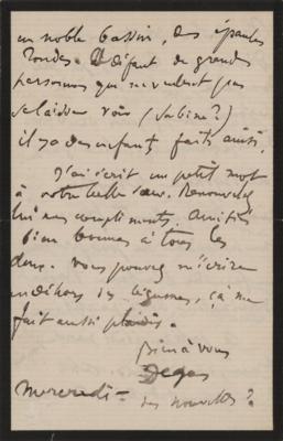 Lot #415 Edgar Degas Autograph Letter Signed - Image 2