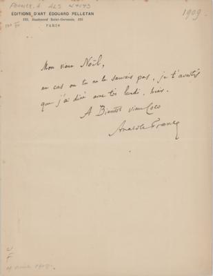 Lot #550 Anatole France Autograph Letter Signed