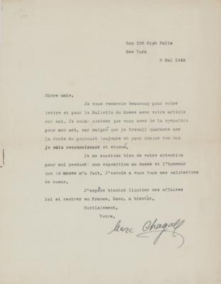 Lot #436 Marc Chagall Typed Letter Signed