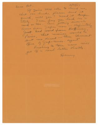Lot #581 Henry Miller Autograph Letter Signed