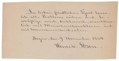 Lot #500 Henrik Ibsen Autograph Quotation Signed