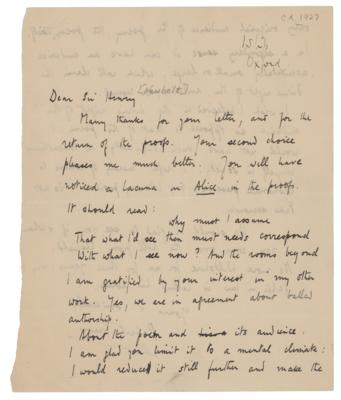 Lot #557 Robert Graves Autograph Letter Signed