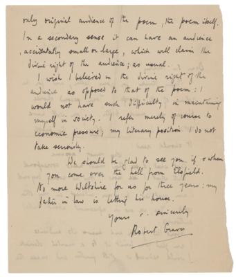 Lot #557 Robert Graves Autograph Letter Signed - Image 2