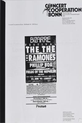 Lot #5336 CJ Ramone's 1990 Bizarre Festival Press Packet and Backstage Pass - Image 2