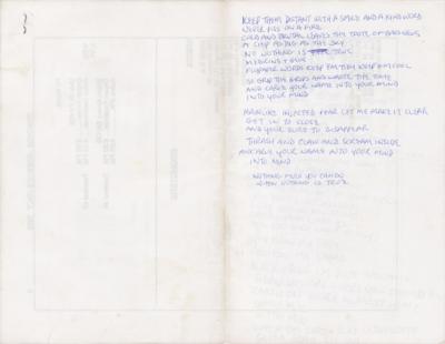 Lot #5338 CJ Ramone's Handwritten Song Lyrics