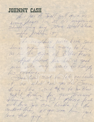 Lot #5185 Johnny Cash Archive of (10) Signed Letters - Image 24