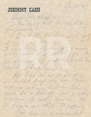 Lot #5185 Johnny Cash Archive of (10) Signed Letters - Image 5