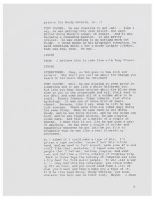 Lot #5072 Bob Dylan: Tony Glover Interview Transcript for 'No Direction Home' - Image 4