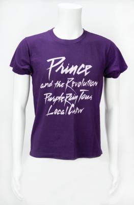 Lot #5406 Prince: Purple Rain Tour Crew Shirt and (5) Backstage Passes - Image 1