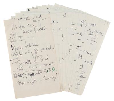 Lot #5080 Jimi Hendrix Handwritten Lyrics for the Unpublished Song 'To the Wind'