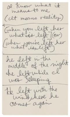 Lot #5080 Jimi Hendrix Handwritten Lyrics for the Unpublished Song 'To the Wind' - Image 11