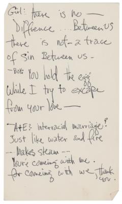 Lot #5080 Jimi Hendrix Handwritten Lyrics for the Unpublished Song 'To the Wind' - Image 4