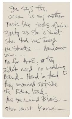 Lot #5080 Jimi Hendrix Handwritten Lyrics for the Unpublished Song 'To the Wind' - Image 5