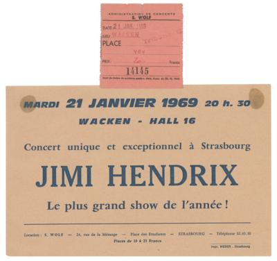 Lot #5088 Jimi Hendrix 1969 Wacken Hall Handbill and Ticket Stub - Image 1