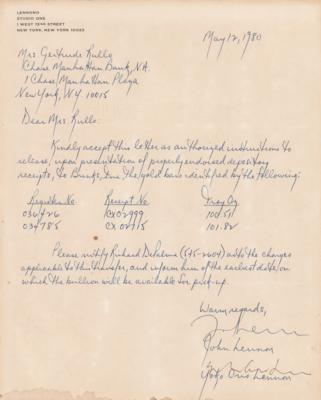 Lot #5022 Beatles: John Lennon and Yoko Ono Document Signed - Image 1
