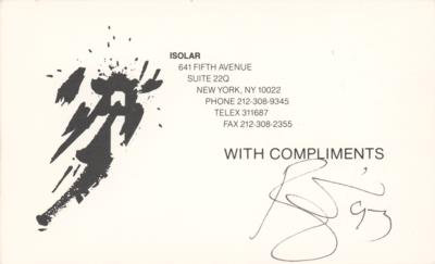 Lot #5236 David Bowie Signed Isolar Card - Image 1