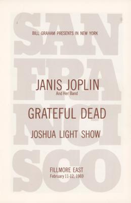 Lot #5213 Janis Joplin and Grateful Dead 1969 Fillmore East Program - Image 1