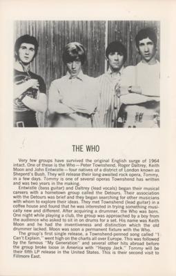 Lot #5122 The Who 1969 Fillmore East Program - Image 3
