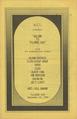 Lot #5263 Allman Brothers and Van Morrison 1970 'Welcome to Fillmore East' Program - Image 1