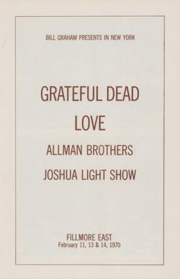 Lot #5290 Grateful Dead, Allman Brothers, and Peter Green 1970 Fillmore East Program - Image 1