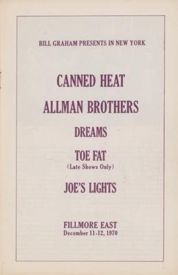 Lot #5261 Allman Brothers and Canned Heat 1970 Fillmore East Program - Image 1