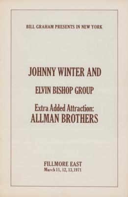 Lot #5262 Allman Brothers and Johnny Winter 1971 Fillmore East Program - Image 1
