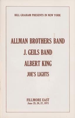 Lot #5232 Allman Brothers June 26th 1971 Fillmore East Ticket Stub and Program - Image 2