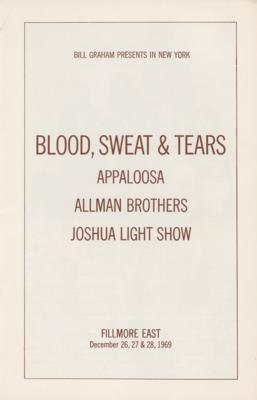 Lot #5260 Allman Brothers and Blood, Sweat & Tears 1969 Fillmore East Program - Image 1