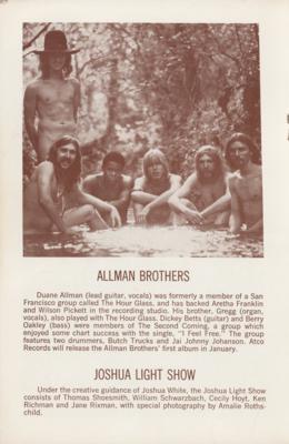 Lot #5260 Allman Brothers and Blood, Sweat & Tears 1969 Fillmore East Program - Image 3