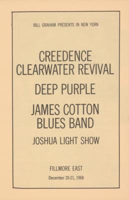 Lot #5285 Creedence Clearwater Revival and Deep Purple 1968 Fillmore East Program - Image 2