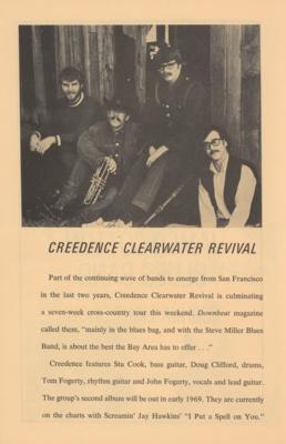 Lot #5285 Creedence Clearwater Revival and Deep Purple 1968 Fillmore East Program - Image 1