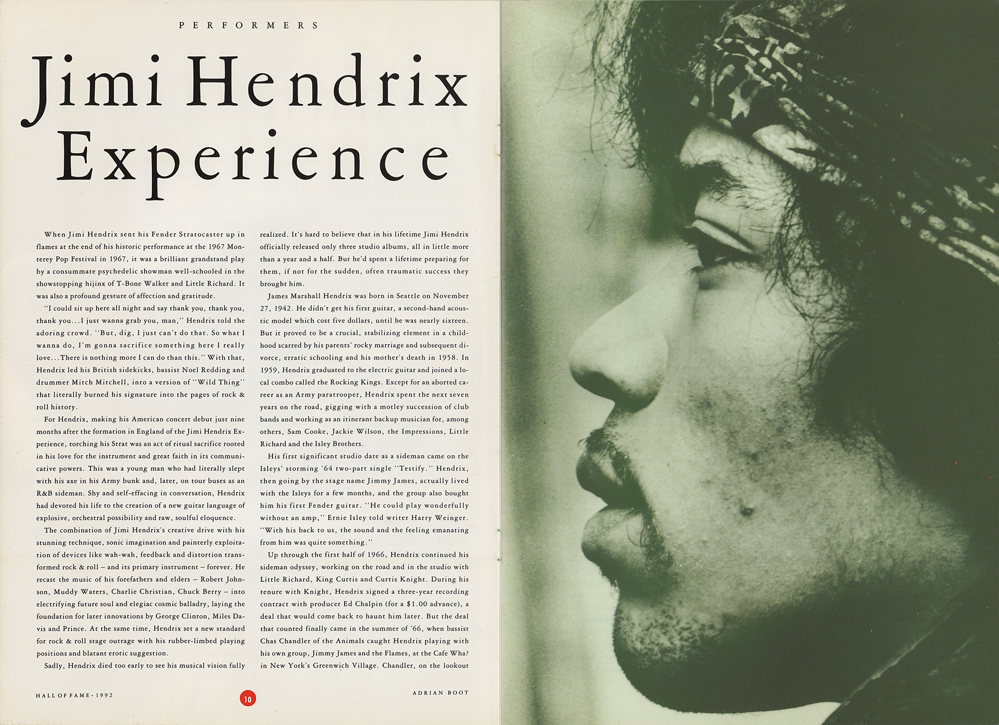 Lot #5093 Jimi Hendrix and The Yardbirds 1992 Rock and Roll Hall of Fame Program
