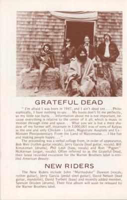 Lot #5138 Grateful Dead and Procol Harum 1971 Fillmore East Program - Image 3
