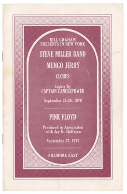 Lot #5158 Pink Floyd 1970 Fillmore East Program - Image 2