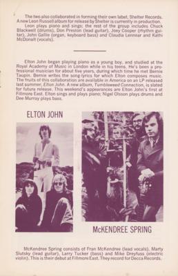 Lot #5296 Elton John 1970 Fillmore East Program - Image 1