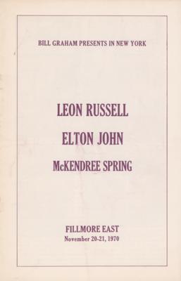 Lot #5296 Elton John 1970 Fillmore East Program - Image 2