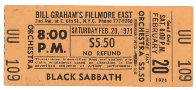 Lot #5266 Black Sabbath 1971 Fillmore East Program and Ticket Stub - Image 1