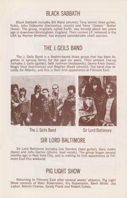 Lot #5266 Black Sabbath 1971 Fillmore East Program and Ticket Stub - Image 3