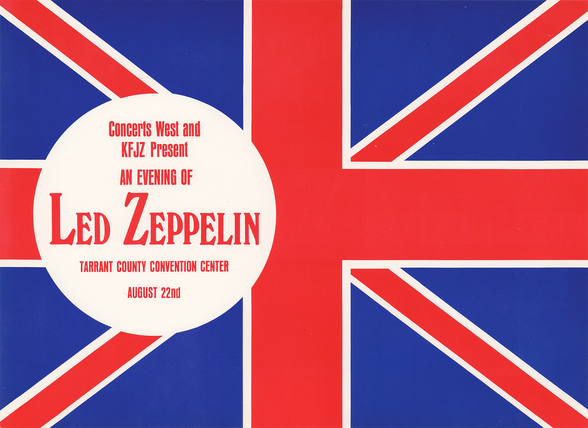 Lot #5149 Led Zeppelin 1970 Fort Worth Handbill