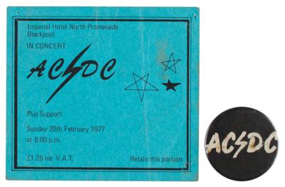 Lot #5255 AC/DC Ticket and Button - Image 1