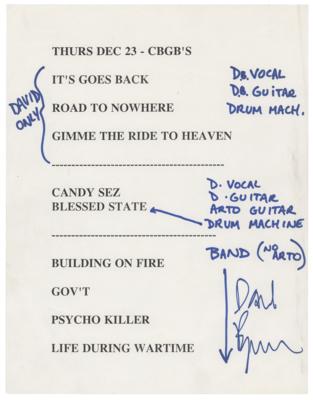 Lot #5316 Talking Heads: David Byrne