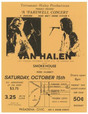 Lot #5317 Van Halen 1977 Pasadena Handbill - Image 1