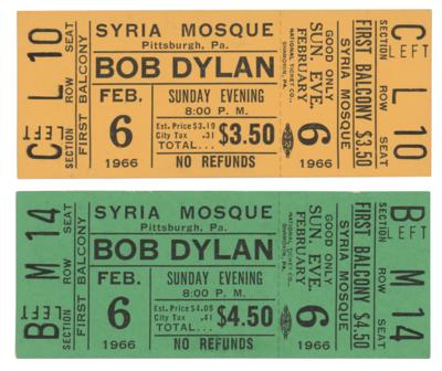 Lot #5074 Bob Dylan 1966 Pittsburgh (2) Unused Tickets