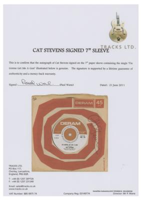 Lot #5315 Cat Stevens Signed 45 RPM Record - Image 2